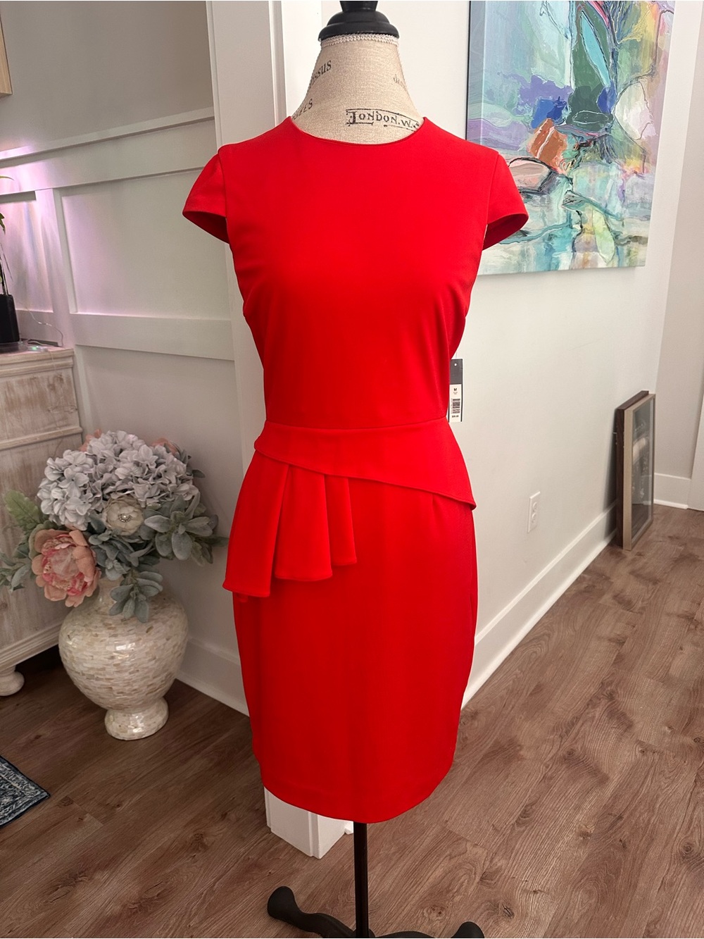 Express Red Peplum Sheath Dress Size Medium NWT Career Cocktail Party Holiday